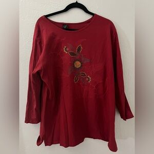Sabaku Artwear Red Floral Long Sleeve Top